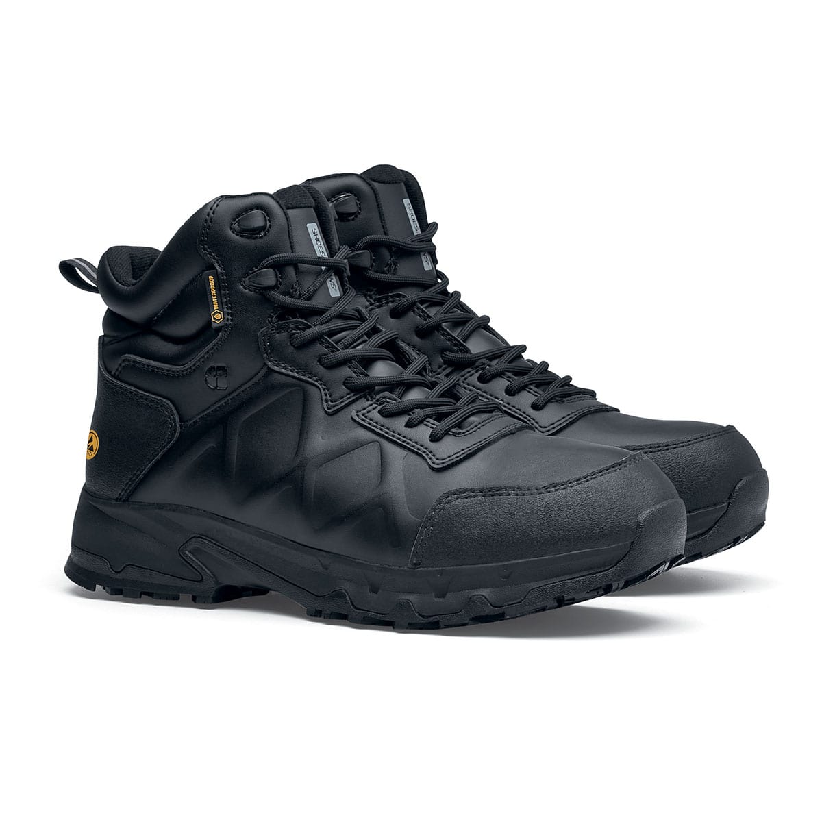 The Callan Mid O2 SRC CI HI ESD safety boot has TripGuard technology, waterproof materials and a durable slip-resistant outsole, pair seen in profile on the right.
