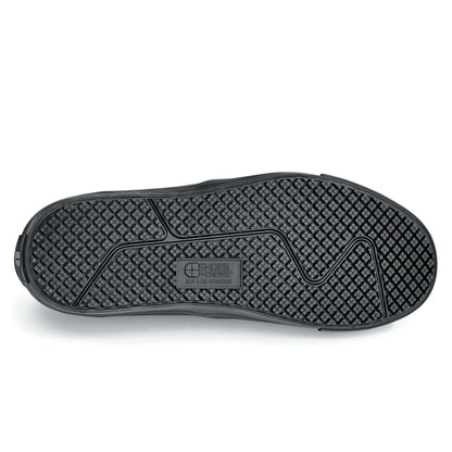 The Ollie II from Shoes For Crews features a superior slip-resistant outsole and a water-resistant breathable leather upper to provide industry-leading levels of grip and durability, seen from below.