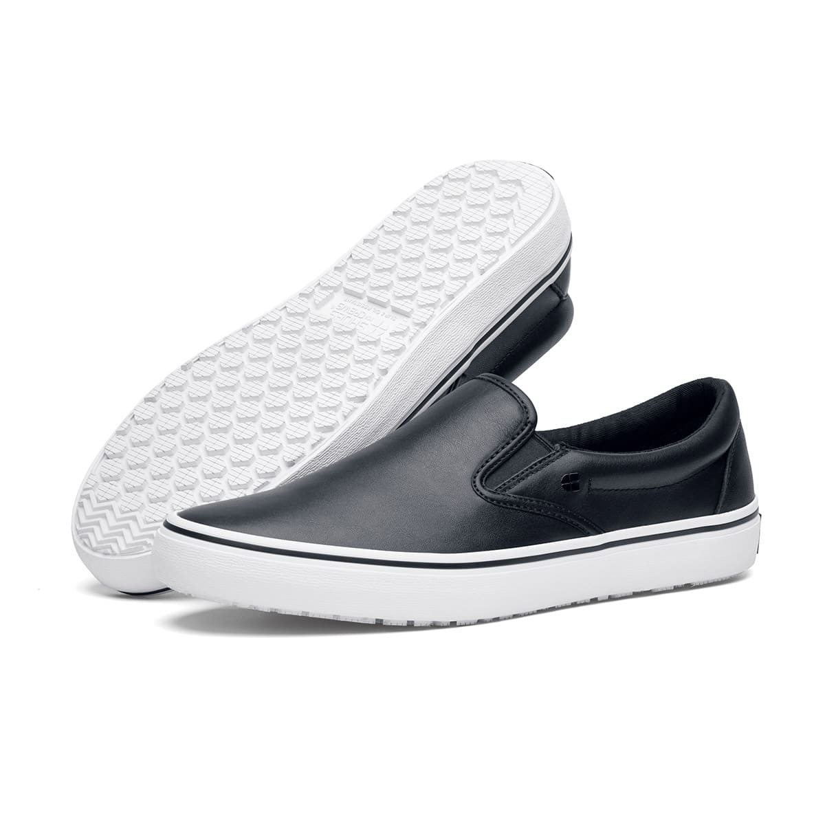 Merlin Slip On Black White Free Delivery Shoes for Crews