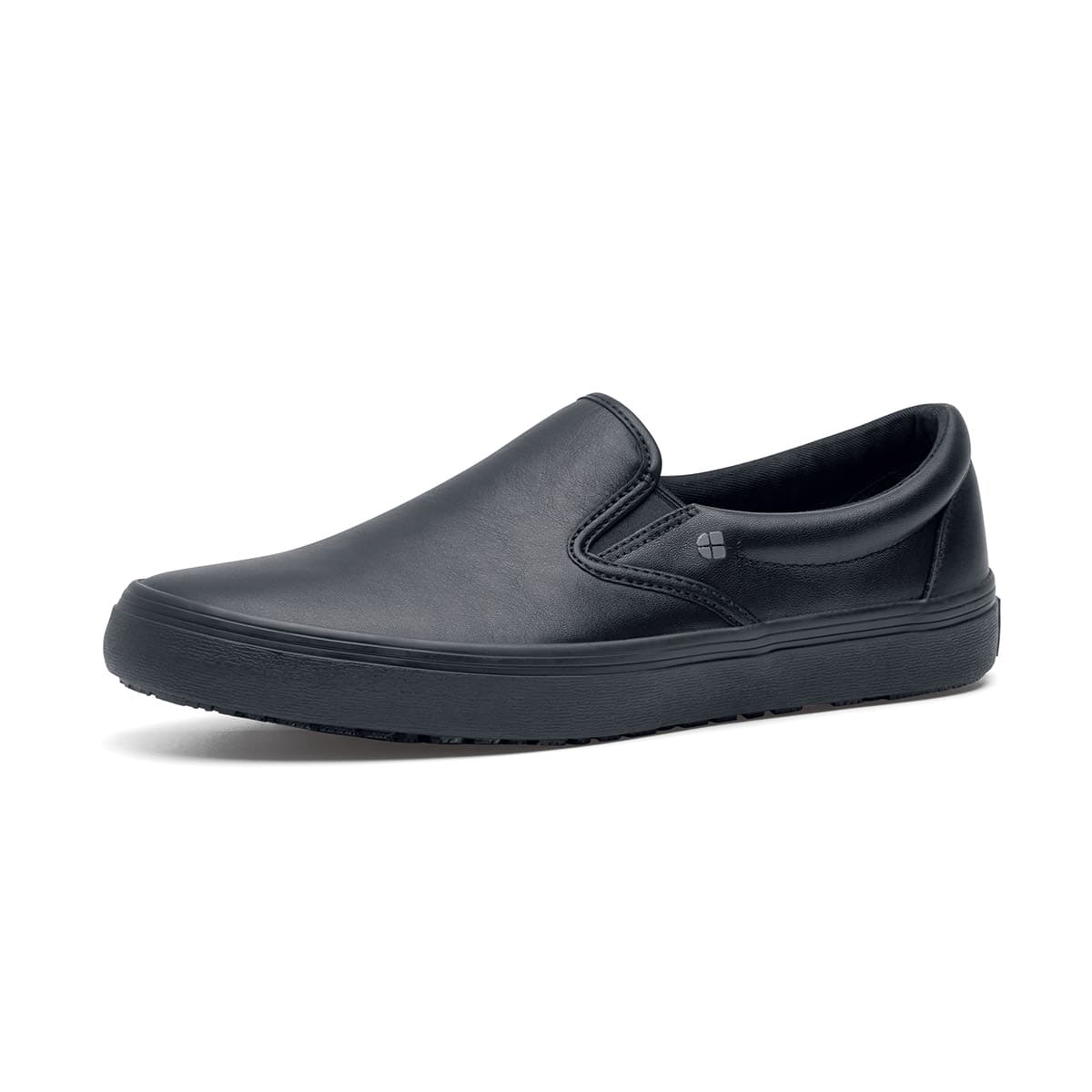 Black leather slip resistant work shoes on sale