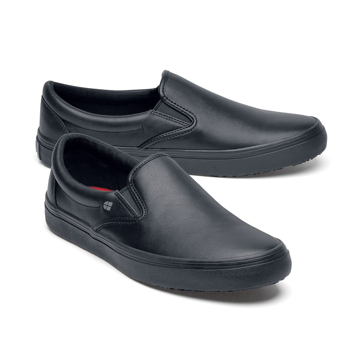 Black leather slip resistant work shoes on sale