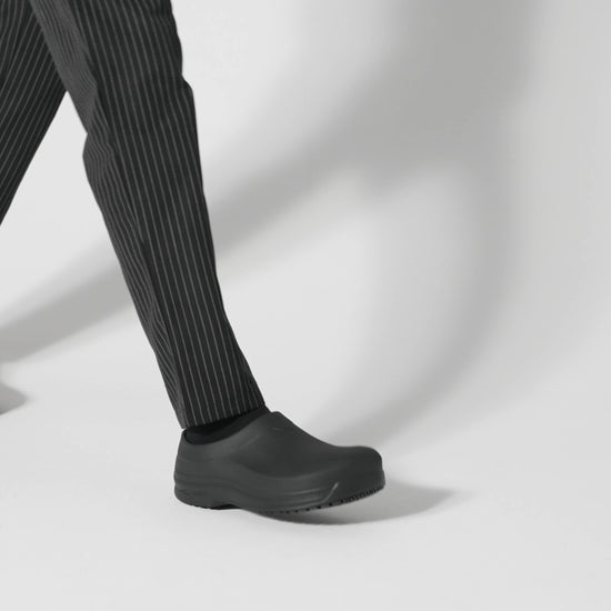 The Radium from Shoes For Crews are slip-on, slip-resistant shoes designed to provide comfort throughout the day, product video.